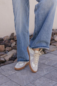 Maison Leather Suede Sneakers | White Grey