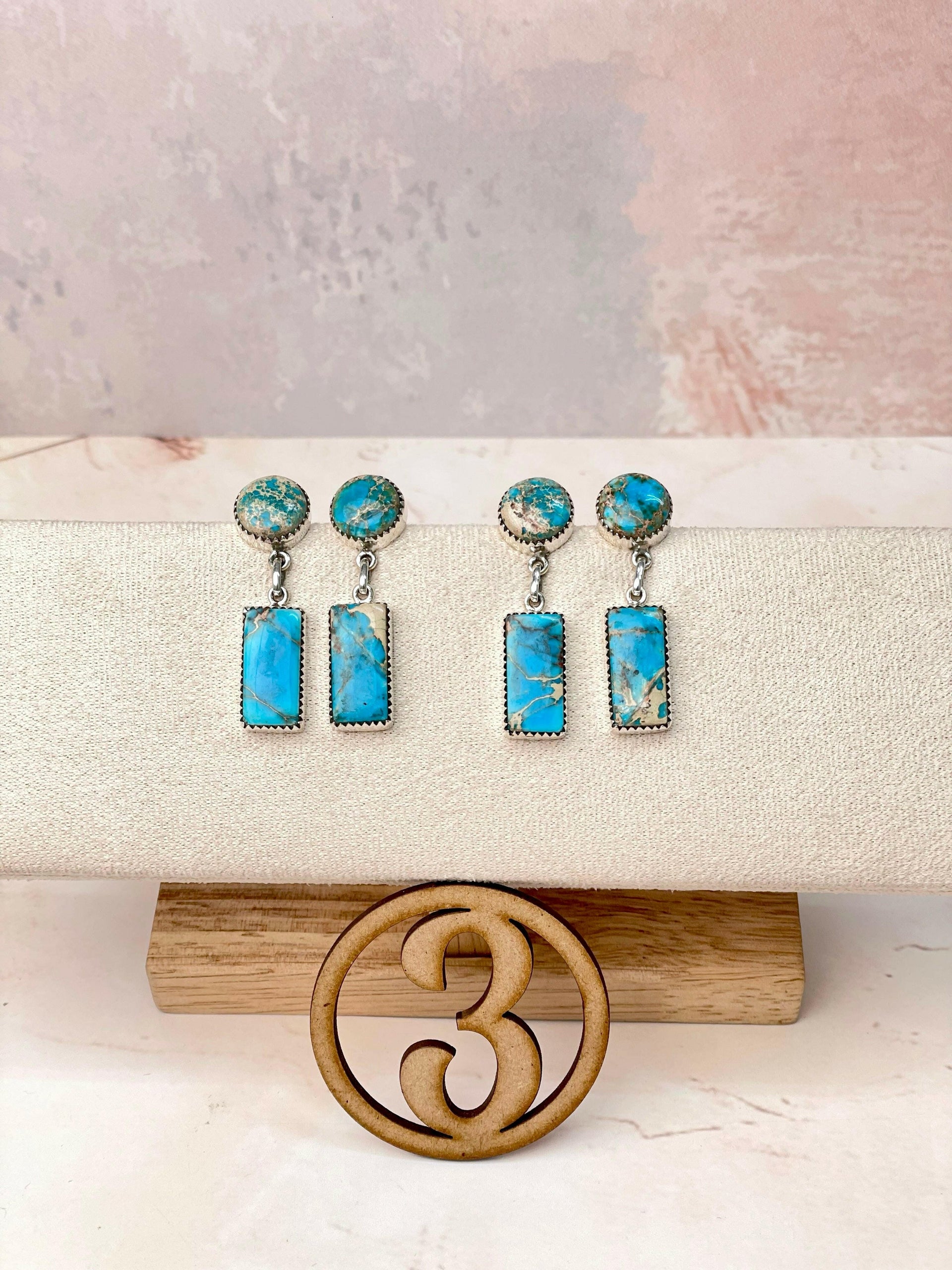 Desert Jasper Blue Slab Earrings-Earrings-Krush Kandy, Women's Online Fashion Boutique Located in Phoenix, Arizona (Scottsdale Area)