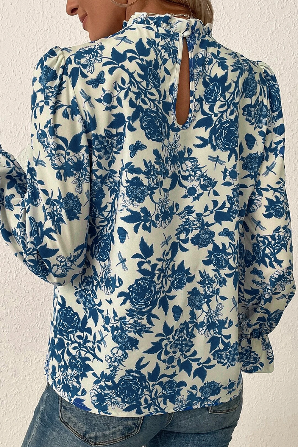 Serenity Bloom: Floral Flounce Sleeve Blouse (2 Colors)-Blouses-Krush Kandy, Women's Online Fashion Boutique Located in Phoenix, Arizona (Scottsdale Area)