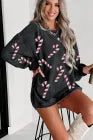 Black Corded Candy Cane Sweater-Sweaters-Krush Kandy, Women's Online Fashion Boutique Located in Phoenix, Arizona (Scottsdale Area)