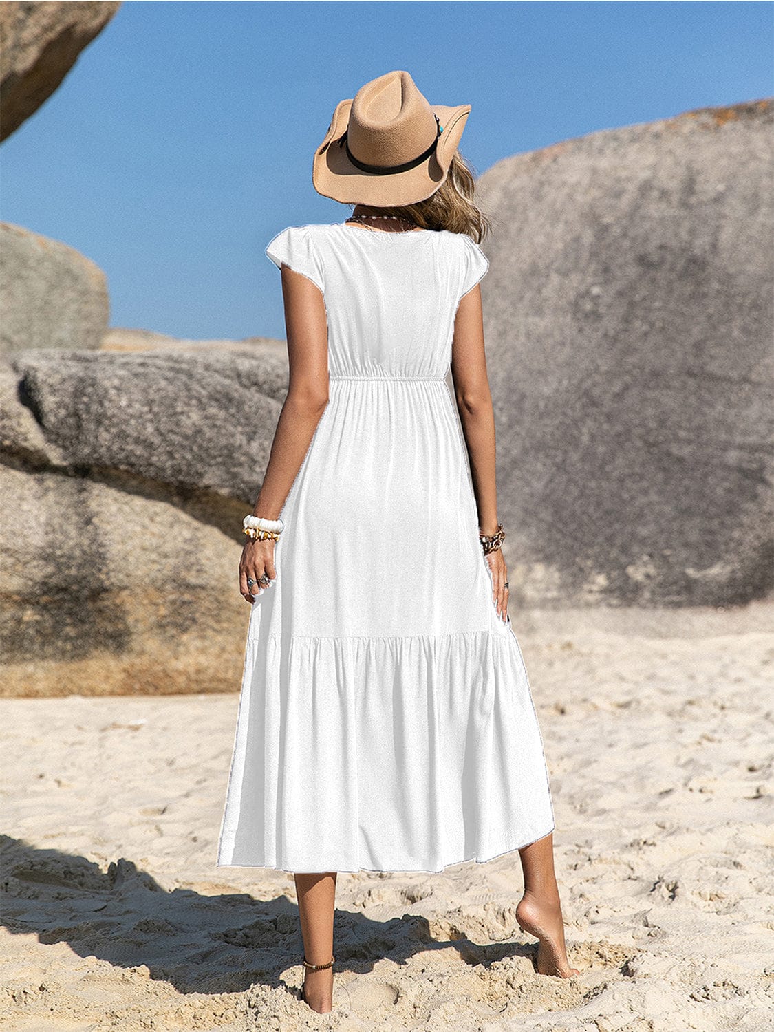Embroidered Square Neck Ruffle Hem Dress-Krush Kandy, Women's Online Fashion Boutique Located in Phoenix, Arizona (Scottsdale Area)
