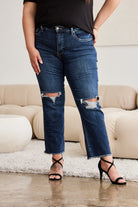 RFM Crop Dylan Full Size Tummy Control Distressed High Waist Raw Hem Jeans-Jeans-Krush Kandy, Women's Online Fashion Boutique Located in Phoenix, Arizona (Scottsdale Area)