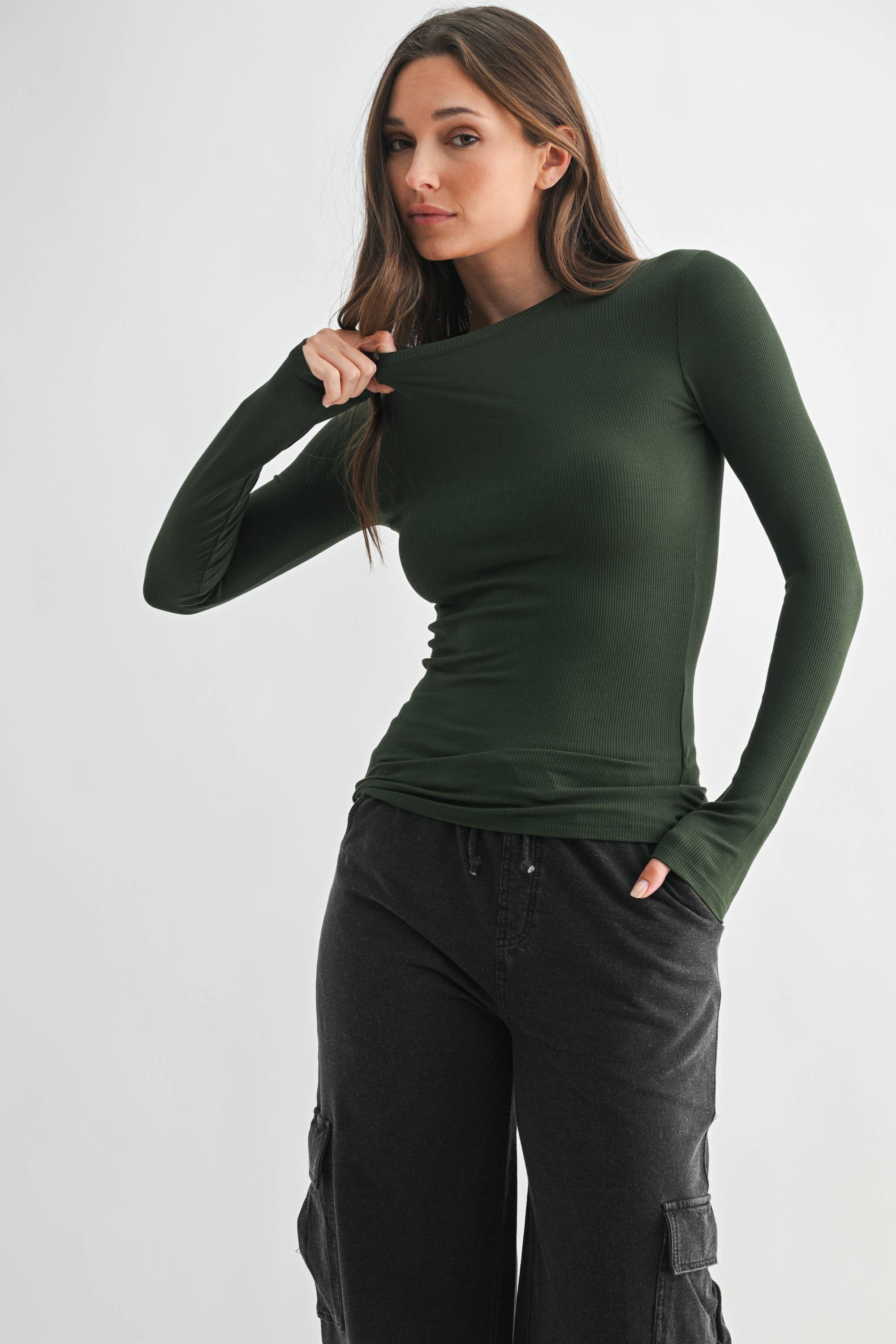Four Way Stretch Versatile Pullover Top-Long Sleeve Tops-Krush Kandy, Women's Online Fashion Boutique Located in Phoenix, Arizona (Scottsdale Area)
