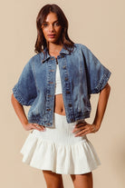 Button Front Dolman Denim Jacket-Tops-Krush Kandy, Women's Online Fashion Boutique Located in Phoenix, Arizona (Scottsdale Area)