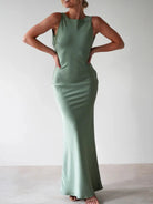 Satin Sleeveless Maxi Dress-Dresses-Krush Kandy, Women's Online Fashion Boutique Located in Phoenix, Arizona (Scottsdale Area)