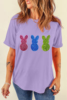 Shiny Bunny Short Sleeve T-Shirt-Graphic Tees-Krush Kandy, Women's Online Fashion Boutique Located in Phoenix, Arizona (Scottsdale Area)