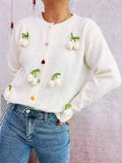 Flower Button Up Long Sleeve Cardigan-Cardigans-Krush Kandy, Women's Online Fashion Boutique Located in Phoenix, Arizona (Scottsdale Area)