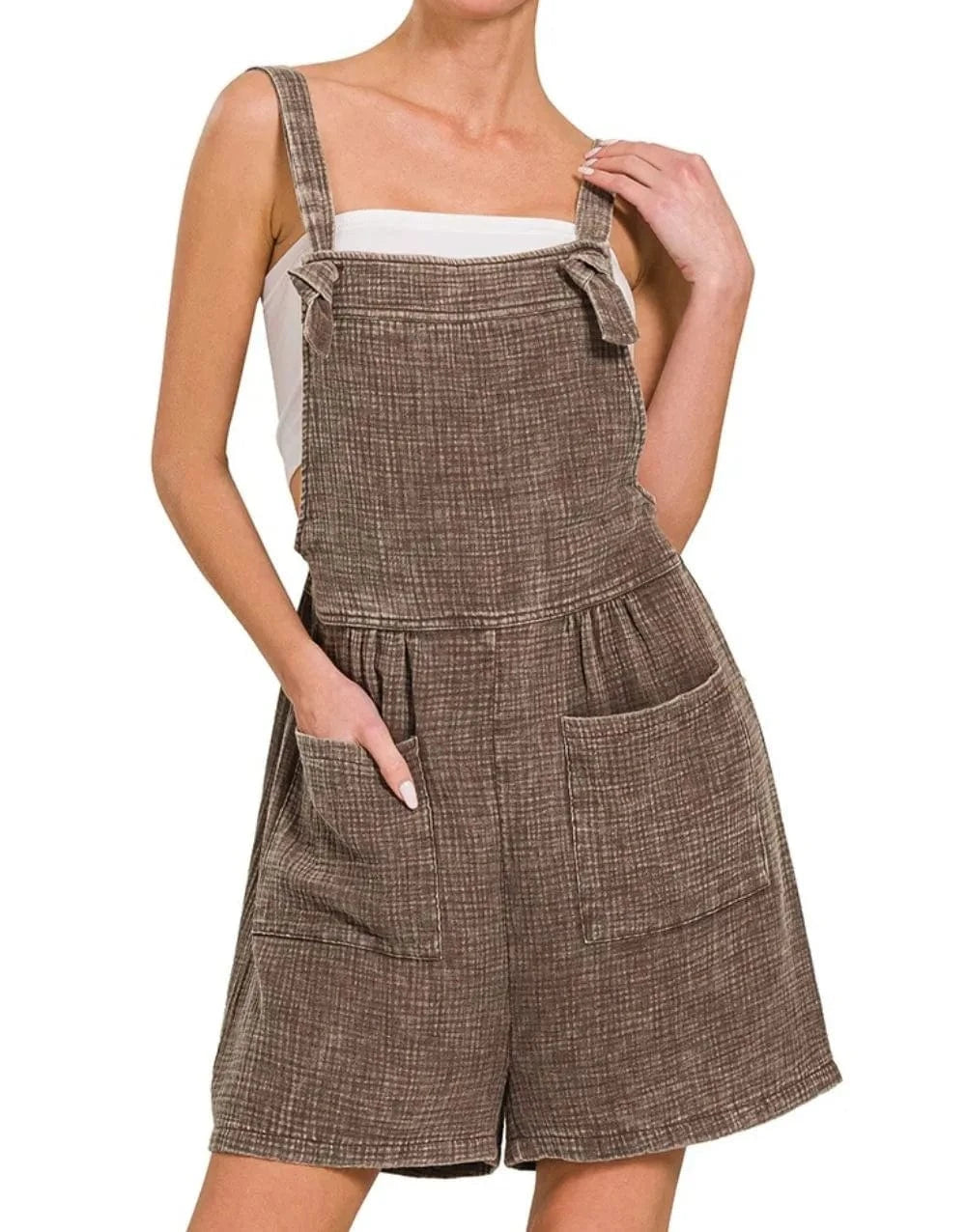 The Driftwood Acid Wash Romper-Jumpsuits & Rompers-Krush Kandy, Women's Online Fashion Boutique Located in Phoenix, Arizona (Scottsdale Area)