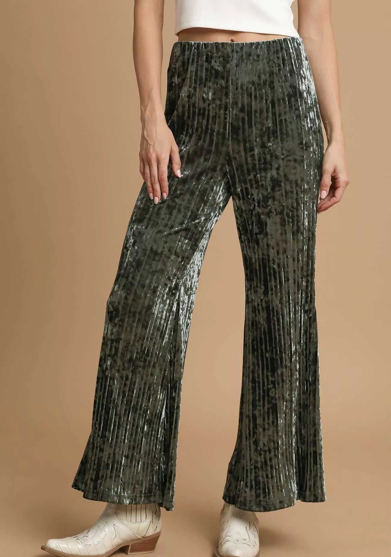 Umgee Velvet Pleated Wide Leg Pants-Pants-Krush Kandy, Women's Online Fashion Boutique Located in Phoenix, Arizona (Scottsdale Area)