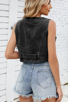 Button Down V-Neck Denim Vest-Krush Kandy, Women's Online Fashion Boutique Located in Phoenix, Arizona (Scottsdale Area)