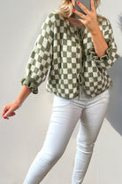 Double Take Tied Checkered Dropped Shoulder Flounce Sleeve Cardigan-Krush Kandy, Women's Online Fashion Boutique Located in Phoenix, Arizona (Scottsdale Area)