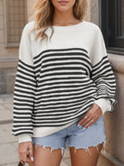 Comfy Chic Oversized Stripe Sweater-Sweaters-Krush Kandy, Women's Online Fashion Boutique Located in Phoenix, Arizona (Scottsdale Area)