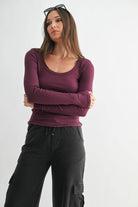 Lightweight Stretch Ribbed Long Sleeve Top-Tops-Krush Kandy, Women's Online Fashion Boutique Located in Phoenix, Arizona (Scottsdale Area)