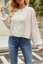 Round Neck Dropped Shoulder Sweater-Krush Kandy, Women's Online Fashion Boutique Located in Phoenix, Arizona (Scottsdale Area)