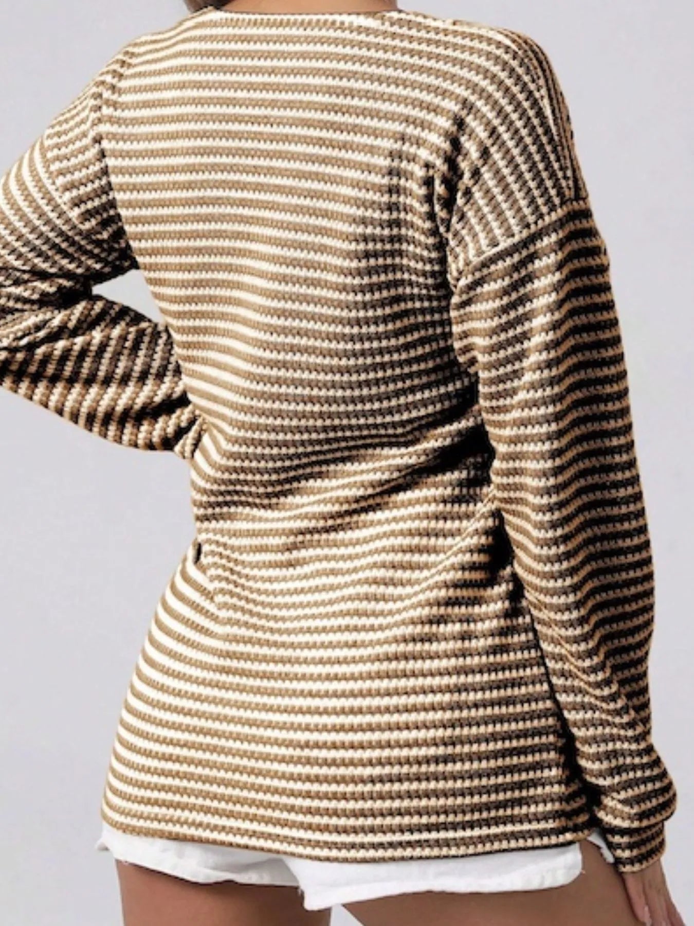 Striped Button Detail Long Sleeve Top-Long Sleeve Tops-Krush Kandy, Women's Online Fashion Boutique Located in Phoenix, Arizona (Scottsdale Area)