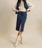 Open Front Vest and Buttoned Skirt Set-2 Piece Outfit Sets-Krush Kandy, Women's Online Fashion Boutique Located in Phoenix, Arizona (Scottsdale Area)