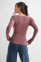 Lightweight Stretch Ribbed Long Sleeve Top-Tops-Krush Kandy, Women's Online Fashion Boutique Located in Phoenix, Arizona (Scottsdale Area)