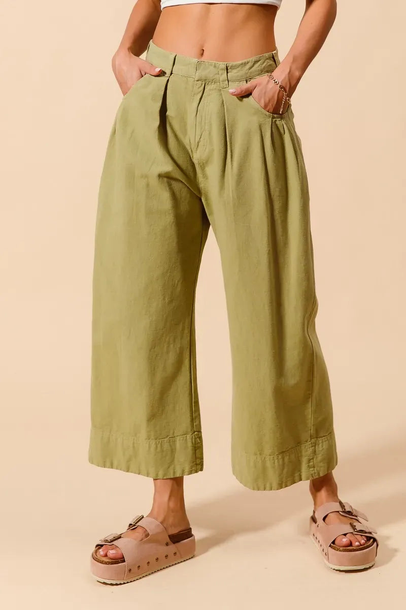 SO ME Mid Rise Wide Leg Chino Pants With Pockets-Pants-Krush Kandy, Women's Online Fashion Boutique Located in Phoenix, Arizona (Scottsdale Area)