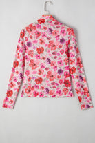 Pink & Red Floral Mesh Long Sleeve Top-Long Sleeve Tops-Krush Kandy, Women's Online Fashion Boutique Located in Phoenix, Arizona (Scottsdale Area)