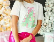 Christmas Tree White T-Shirt-Tops-Krush Kandy, Women's Online Fashion Boutique Located in Phoenix, Arizona (Scottsdale Area)