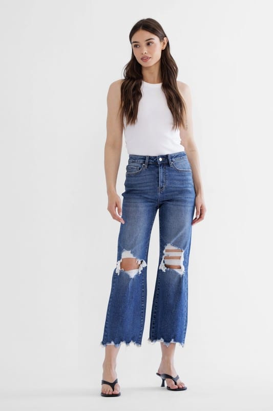 Mica 90s Vintage Relaxed Crop Flare Jeans-Denim-Krush Kandy, Women's Online Fashion Boutique Located in Phoenix, Arizona (Scottsdale Area)
