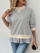 Perfee Faux Layered Striped Long Sleeve Sweatshirt-Long Sleeve Tops-Krush Kandy, Women's Online Fashion Boutique Located in Phoenix, Arizona (Scottsdale Area)