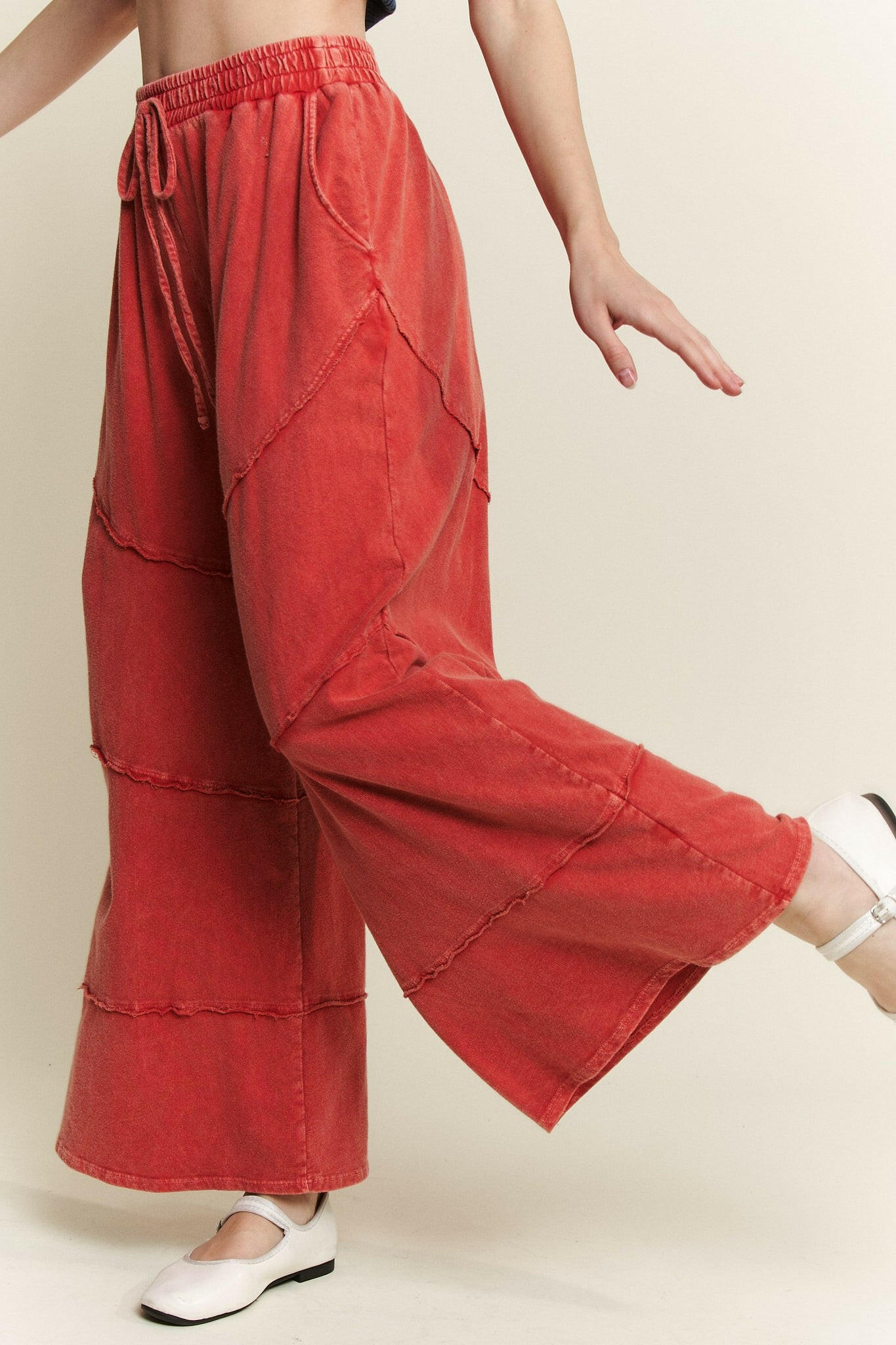 J.HER Mineral Washed Diagonal Hem Wide Leg Pants-PANTS-Krush Kandy, Women's Online Fashion Boutique Located in Phoenix, Arizona (Scottsdale Area)