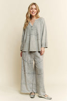 J.HER Mineral Washed Diagonal Hem Wide Leg Pants-PANTS-Krush Kandy, Women's Online Fashion Boutique Located in Phoenix, Arizona (Scottsdale Area)