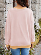 Lovelet Contrast Round Neck Long Sleeve Sweatshirt-Krush Kandy, Women's Online Fashion Boutique Located in Phoenix, Arizona (Scottsdale Area)