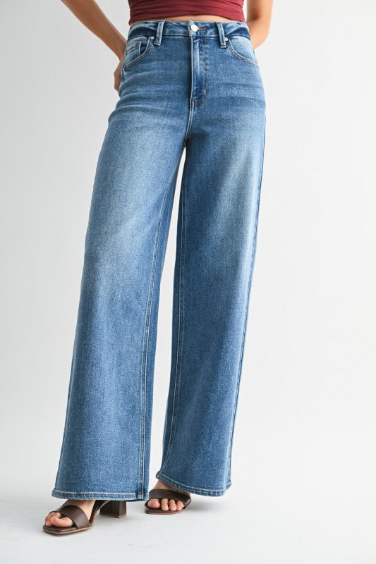 Palazzo Wide Leg Denim Pants