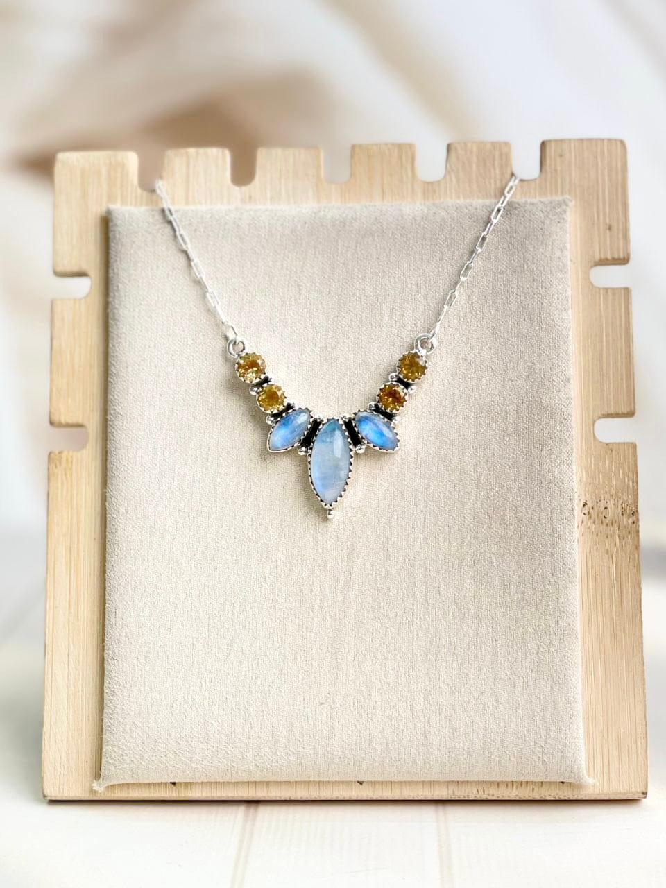 Celestial Spring Moonstone Petals Necklace-Necklaces-Krush Kandy, Women's Online Fashion Boutique Located in Phoenix, Arizona (Scottsdale Area)
