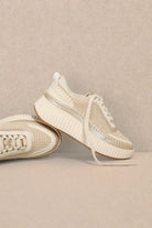 ChicStrut Lace-Up Knit Platform Sneakers-Light Gold-Sneakers-Krush Kandy, Women's Online Fashion Boutique Located in Phoenix, Arizona (Scottsdale Area)