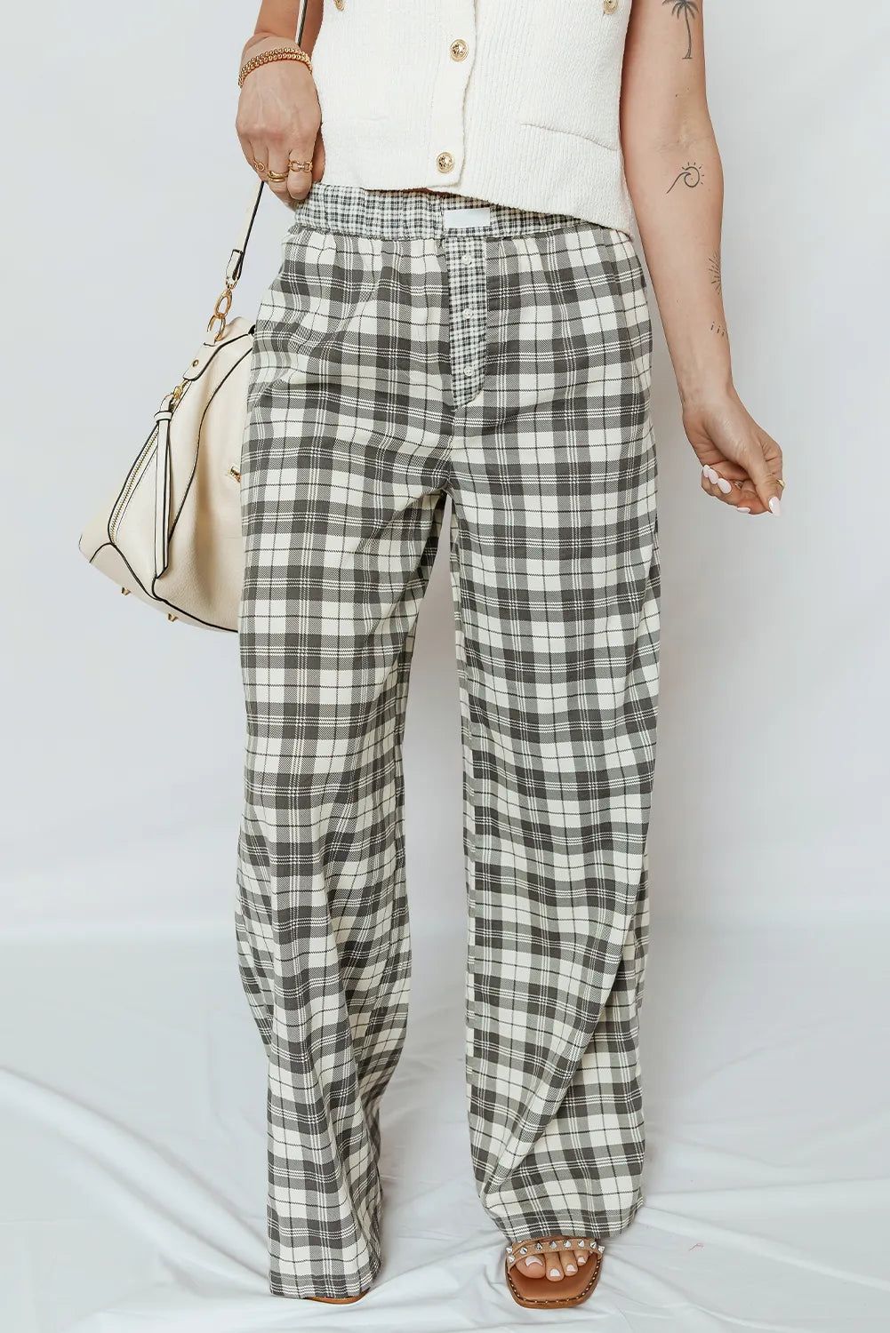 Plaid Wide-Leg Lounge Pants-Bottoms-Krush Kandy, Women's Online Fashion Boutique Located in Phoenix, Arizona (Scottsdale Area)