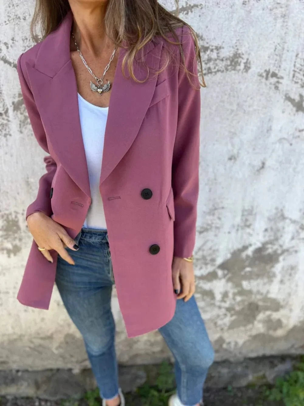 Full Size Collared Neck Long Sleeve Blazer-Blazers-Krush Kandy, Women's Online Fashion Boutique Located in Phoenix, Arizona (Scottsdale Area)