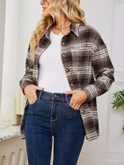 Plaid Button Up Long Sleeve Shacket-Jacket-Krush Kandy, Women's Online Fashion Boutique Located in Phoenix, Arizona (Scottsdale Area)