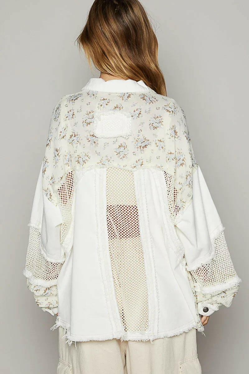 POL Oversize Balloon Sleeve Floral Contrast Jacket-Jackets-Krush Kandy, Women's Online Fashion Boutique Located in Phoenix, Arizona (Scottsdale Area)