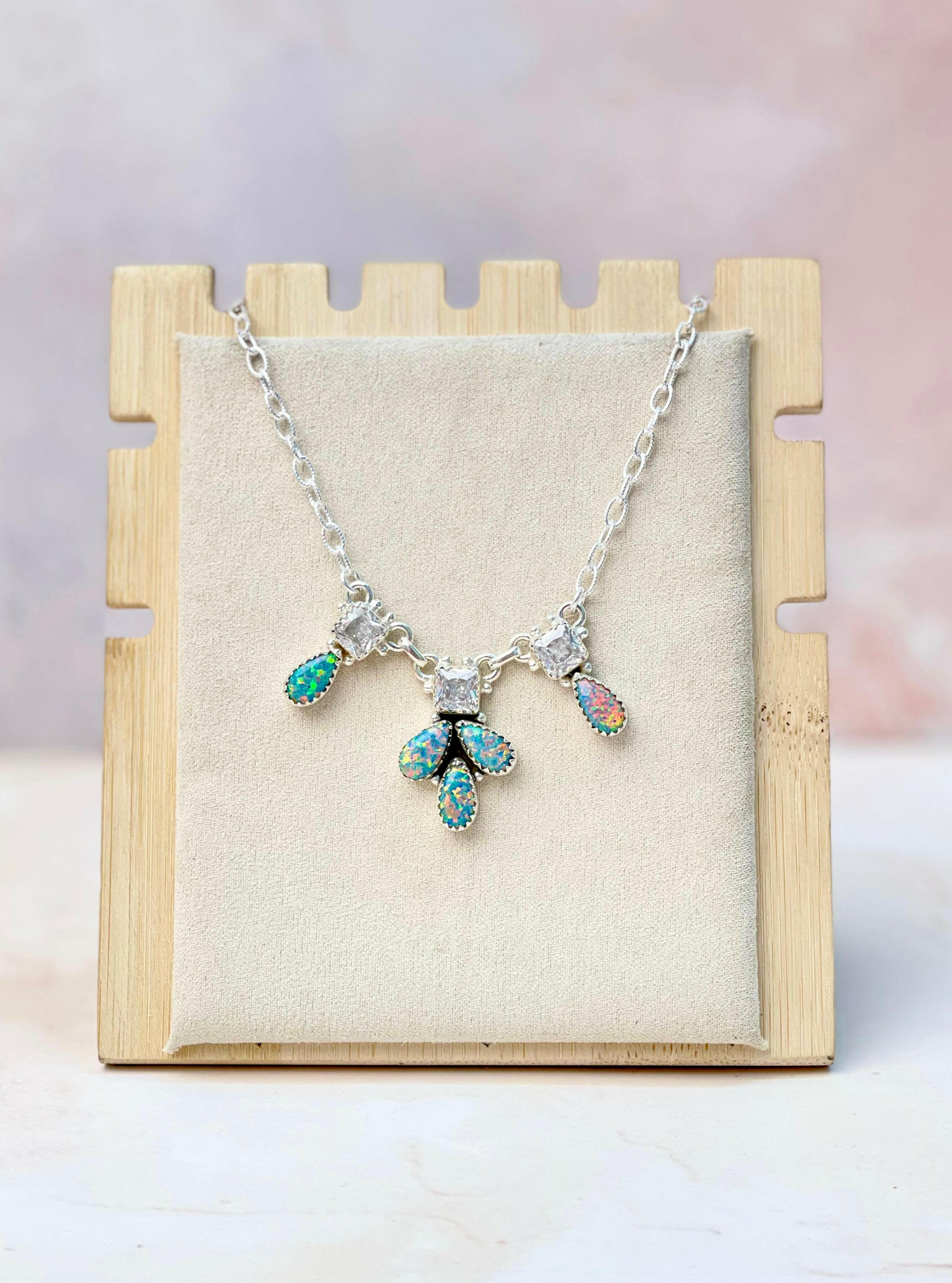 Sierra Opal Petals CZ Necklace-Necklaces-Krush Kandy, Women's Online Fashion Boutique Located in Phoenix, Arizona (Scottsdale Area)