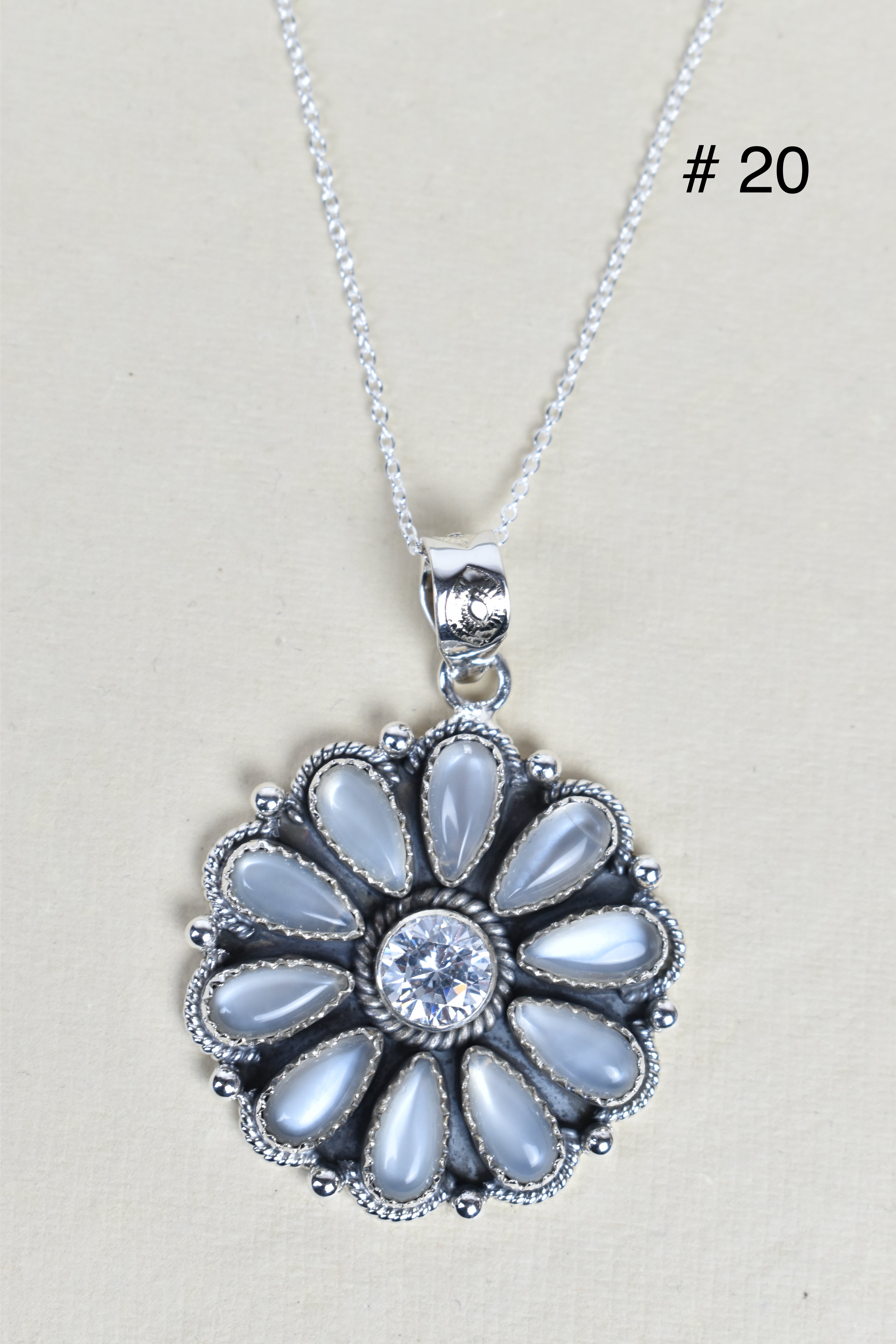 Sterling Silver Crystal and Gemstone Daisy Necklace-Bracelets-Krush Kandy, Women's Online Fashion Boutique Located in Phoenix, Arizona (Scottsdale Area)