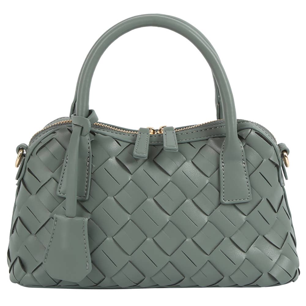Woven Faux Leather Satchel-Purses & Bags-Krush Kandy, Women's Online Fashion Boutique Located in Phoenix, Arizona (Scottsdale Area)