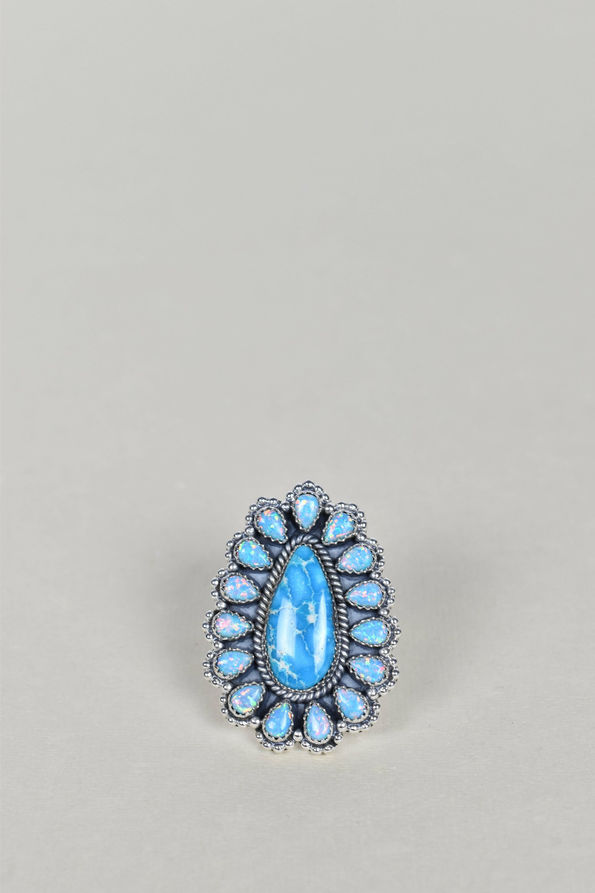 Blue Ridge Turquoise & Turquoise Opal One of A Kind Ring-Cluster Rings-Krush Kandy, Women's Online Fashion Boutique Located in Phoenix, Arizona (Scottsdale Area)