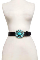 Western Turquoise Buckle With Genuine Leather Belt-Krush Kandy, Women's Online Fashion Boutique Located in Phoenix, Arizona (Scottsdale Area)