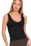 Ribbed Seamless Bra Padded V-neck Tank Top