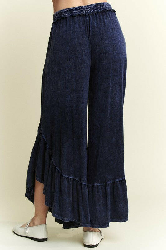 Mineral Wash Big Ruffle Pants-Pants-Krush Kandy, Women's Online Fashion Boutique Located in Phoenix, Arizona (Scottsdale Area)