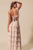 Smocked Ruffle Tier Maxi Dress with Open Back-Dresses-Krush Kandy, Women's Online Fashion Boutique Located in Phoenix, Arizona (Scottsdale Area)