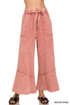 French Terry Exposed-seam Flare Hem Pants With Pockets