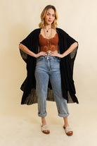 Solid Ruffle Edge Bohemian Kimono-Kimonos-Krush Kandy, Women's Online Fashion Boutique Located in Phoenix, Arizona (Scottsdale Area)