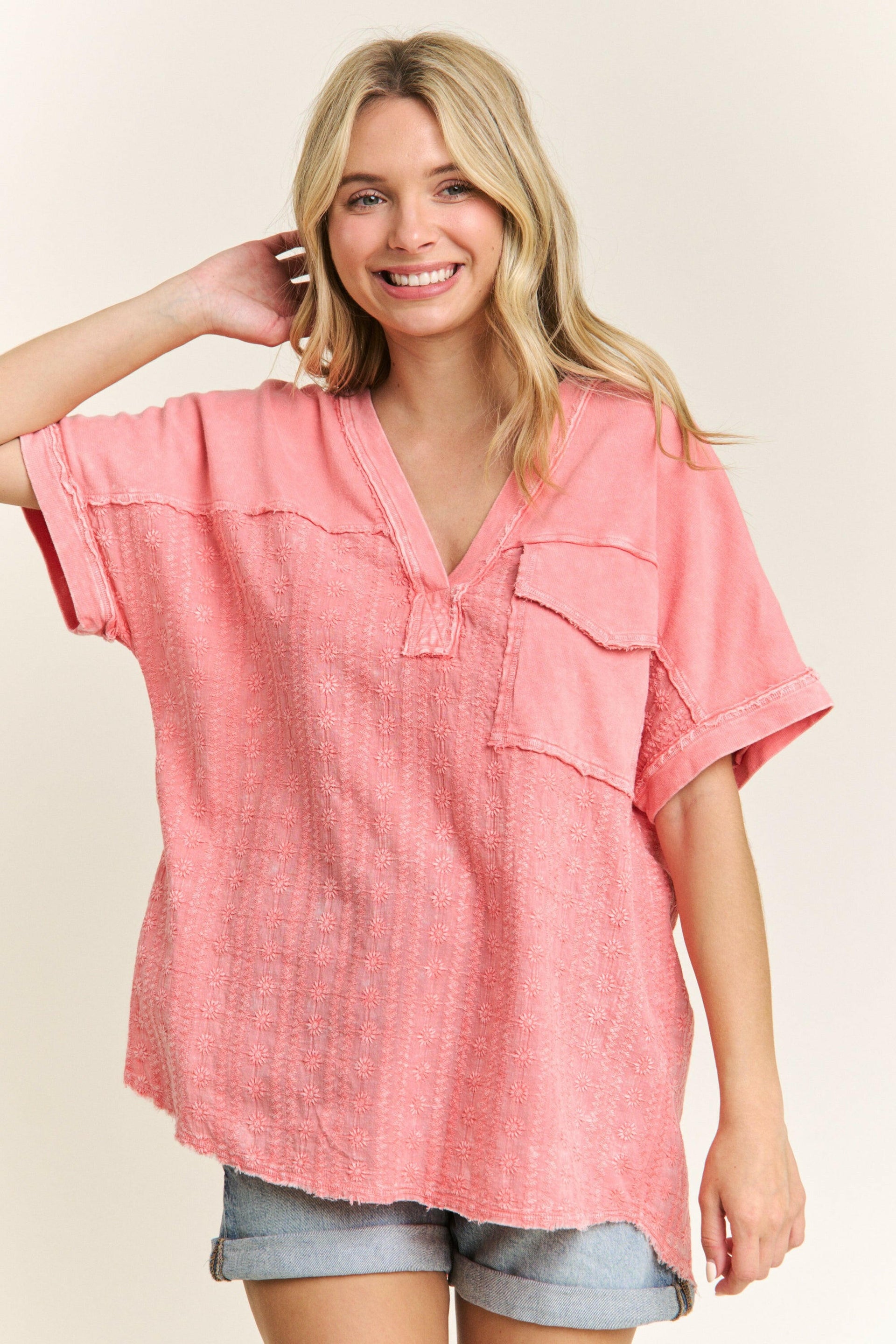 Sunset Stroll V-Neck Top-Tops-Krush Kandy, Women's Online Fashion Boutique Located in Phoenix, Arizona (Scottsdale Area)