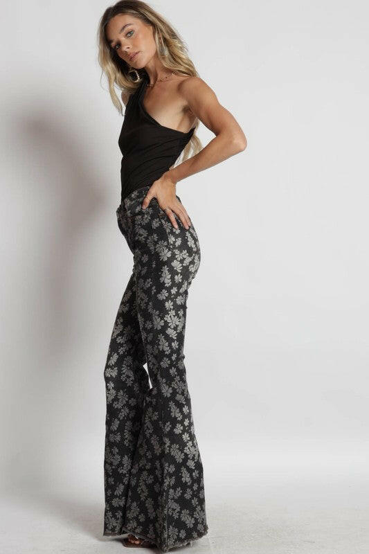 Leilani Floral denim pants-PANTS-Krush Kandy, Women's Online Fashion Boutique Located in Phoenix, Arizona (Scottsdale Area)