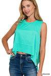 Shark Bite Side Slit Sleeveless Top