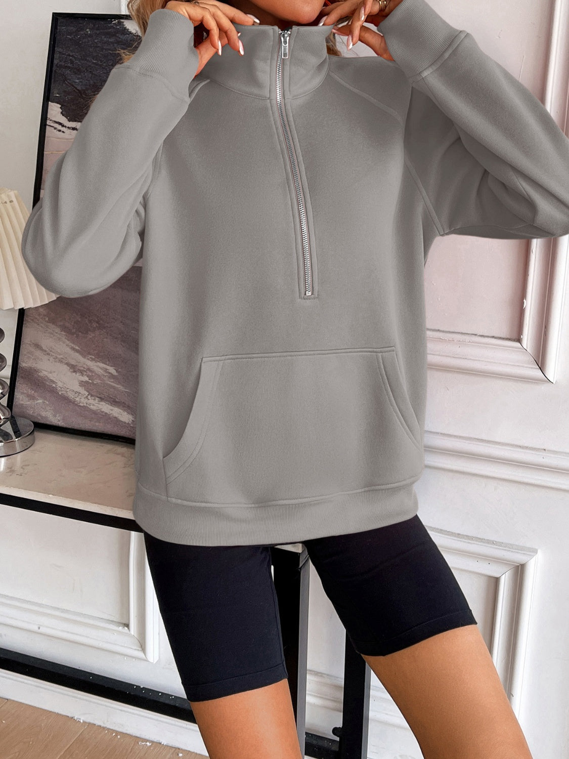 Ivy Lane Half Zip Raglan Sleeve Sweatshirt-Krush Kandy, Women's Online Fashion Boutique Located in Phoenix, Arizona (Scottsdale Area)